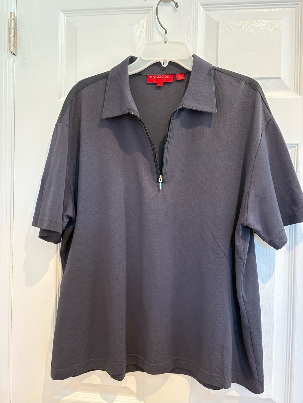 Men’s Vintage Designer Emanuel Ungaro Short-Sleeve Zip Polo Shirt - Navy